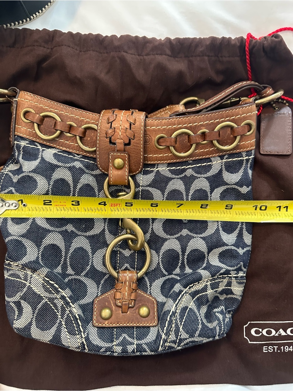 Vintage Coach Denim Signature Hampton Shoulder Bag - Picture 4 of 5